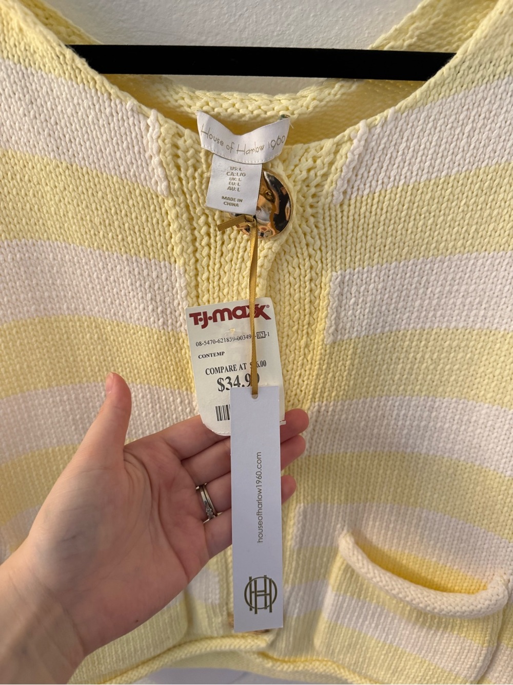 House of Harlow 1960 Yellow and White Striped Knit Vest - Picture 2 of 3